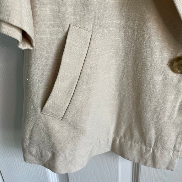 J. Jill Wearever Collared One Button Jacket Beige Lightweight Linen Blend Sz XSP - Picture 9 of 14